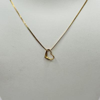 Lot 509J: 14K Gold Chain & 14K Heart Charm Tw 1.34g