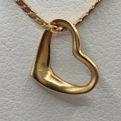 Lot 509J: 14K Gold Chain & 14K Heart Charm Tw 1.34g