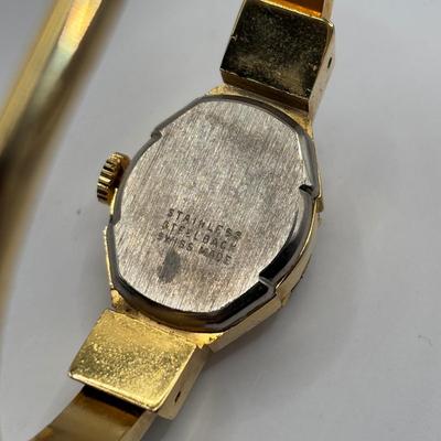 Lot 507J: Gold-Tone Fashion Jewelry: Swiss Made Majestime Bracelet Watch, Fox Pendant, Omega Bracelet