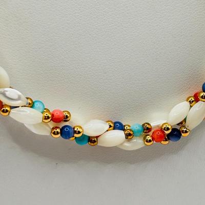 Lot 506J: 1/20th Gold Filled 14K Chain & Heart Pendant, Shell/Beaded Necklaces & Gold Fauz Pearl Earrings