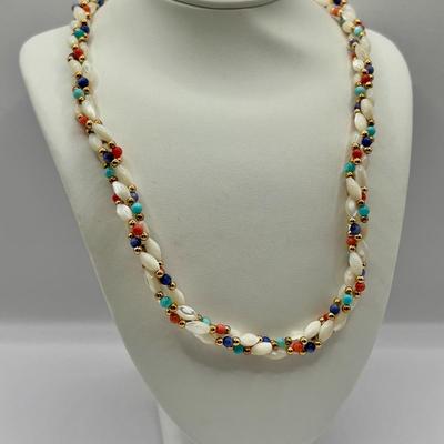 Lot 506J: 1/20th Gold Filled 14K Chain & Heart Pendant, Shell/Beaded Necklaces & Gold Fauz Pearl Earrings