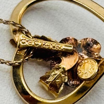 Lot 506J: 1/20th Gold Filled 14K Chain & Heart Pendant, Shell/Beaded Necklaces & Gold Fauz Pearl Earrings