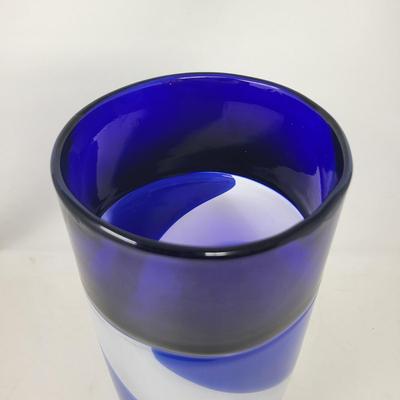 Tall Cobalt Murano Glass Vase 13"