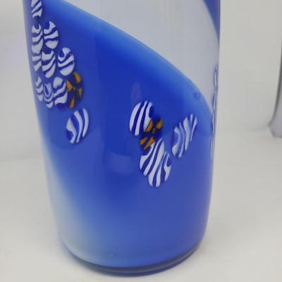 Tall Cobalt Murano Glass Vase 13"