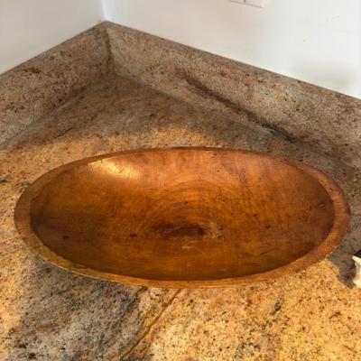387 Antique Bread Bowl with Cast Iron Pig Door Stop