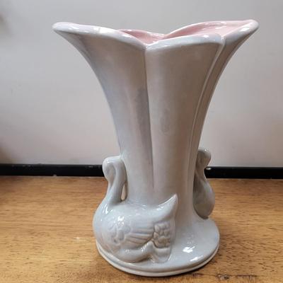 Vintage Gonder Pottery Swan Vase 8"