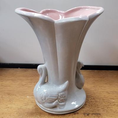Vintage Gonder Pottery Swan Vase 8"
