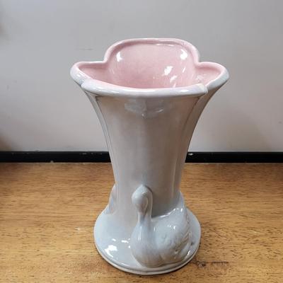 Vintage Gonder Pottery Swan Vase 8"