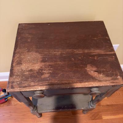 398 Vintage Primitive Style Single Drawer Stand