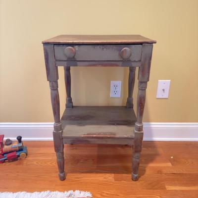 398 Vintage Primitive Style Single Drawer Stand