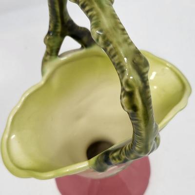 Vintage Hull USA Pottery Basket Vase