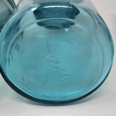 Four Vintage Ball Mason Jars Light Blue Metal Lids