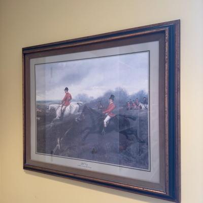 399 Vintage Framed Fox Hunt Scene Print