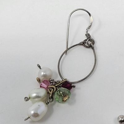 925 Genuine Pearl & Gemstone Bracelet Earring Set
