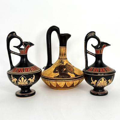 Vintage Greek Handmade Terra-Cotta Vases