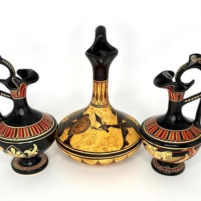 Vintage Greek Handmade Terra-Cotta Vases