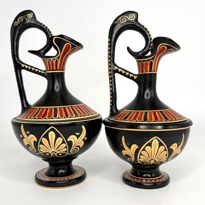 Vintage Greek Handmade Terra-Cotta Vases