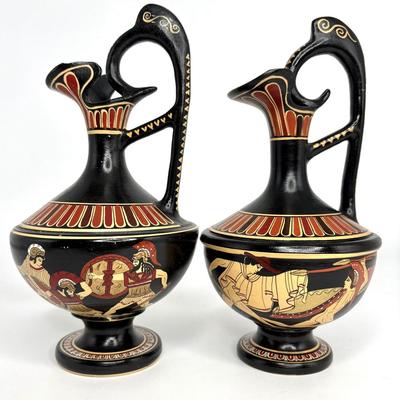 Vintage Greek Handmade Terra-Cotta Vases