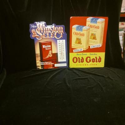 1954 OLD GOLD AND WINSTON SELECT TIN SIGNS WITH RAISED LETTERING
