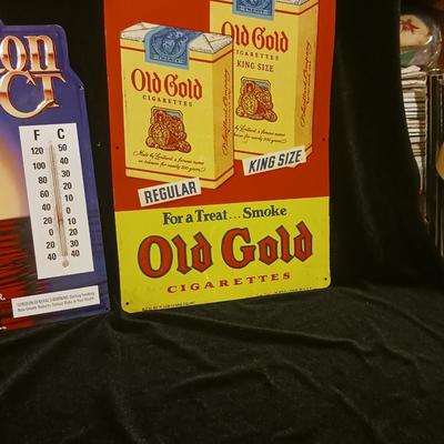1954 OLD GOLD AND WINSTON SELECT TIN SIGNS WITH RAISED LETTERING