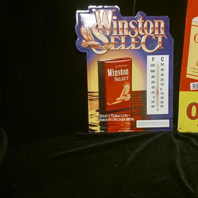 1954 OLD GOLD AND WINSTON SELECT TIN SIGNS WITH RAISED LETTERING