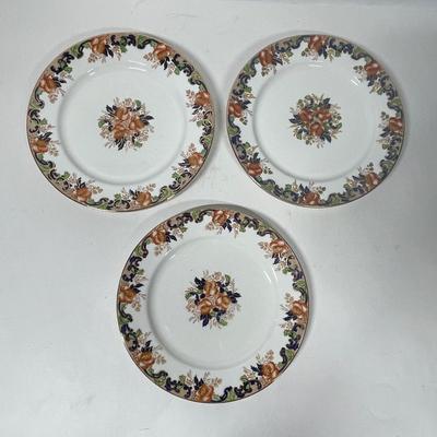 Lot of (5) LUNCHEON plates 9"Antique John Maddock and Son Royal Vitreous, English Transfer ware, Majestic Pattern)