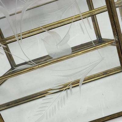 Vintage Etched Glass & Brass Curio