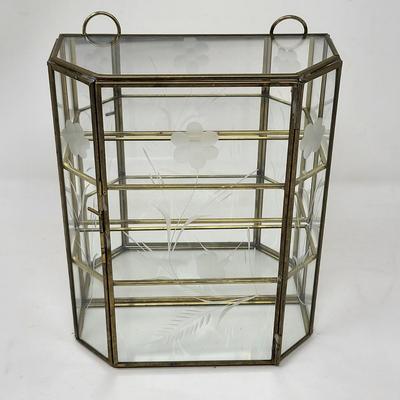 Vintage Etched Glass & Brass Curio
