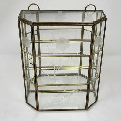 Vintage Etched Glass & Brass Curio