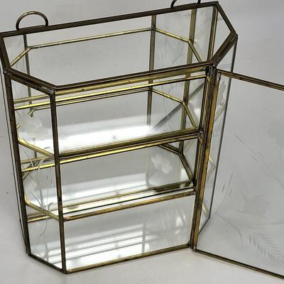 Vintage Etched Glass & Brass Curio