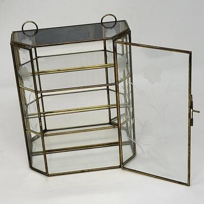 Vintage Etched Glass & Brass Curio
