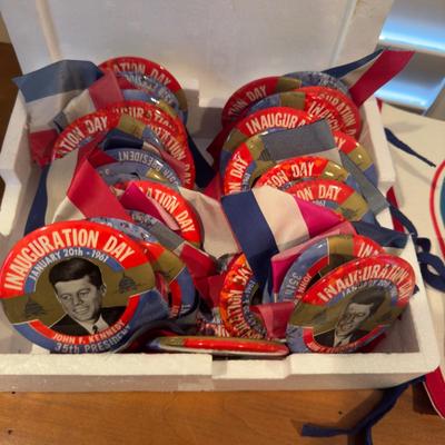414 Lot of Vintage John F. Kennedy Presidential Pennants and Pin Badges
