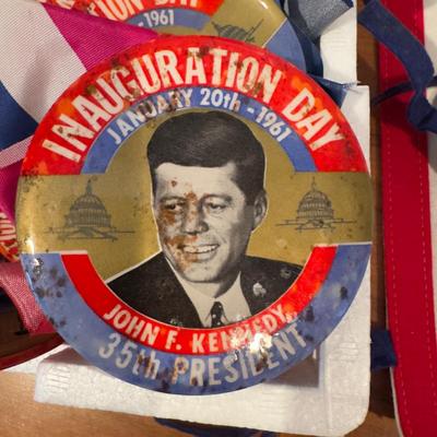 414 Lot of Vintage John F. Kennedy Presidential Pennants and Pin Badges