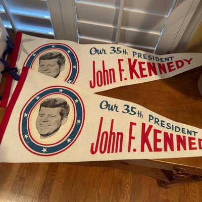 414 Lot of Vintage John F. Kennedy Presidential Pennants and Pin Badges