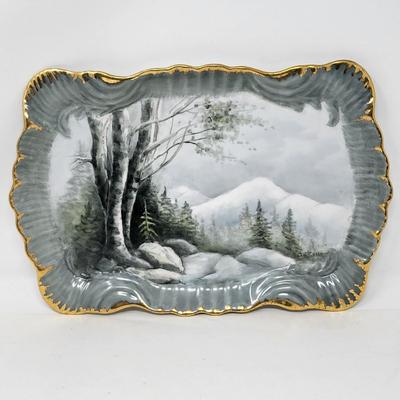 Vintage Gold Trim Hand Painted Tray