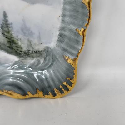 Vintage Gold Trim Hand Painted Tray
