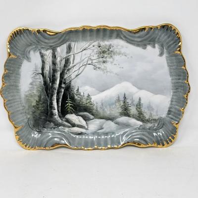 Vintage Gold Trim Hand Painted Tray