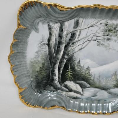Vintage Gold Trim Hand Painted Tray