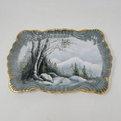 Vintage Gold Trim Hand Painted Tray