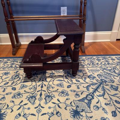 420 Vintage Mahogany Quilt Rack and Foot Stool