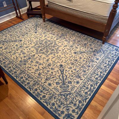 421 Blue and White Berber Rug 7'10" x 5'8"