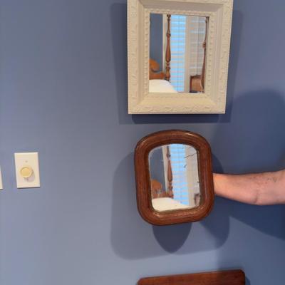 423 Vintage Oak Mirror and White Painted Mirror