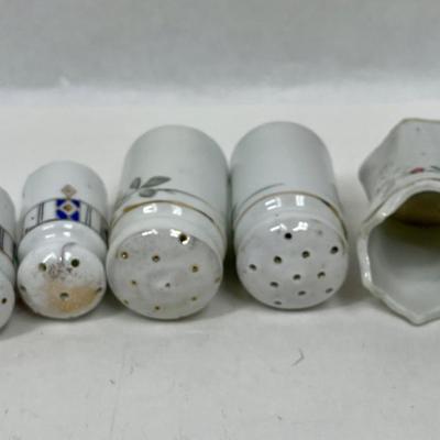 Vintage Hand Painted Floral Salt and Pepper Shakers and Toothpick Holder, Made in Japan