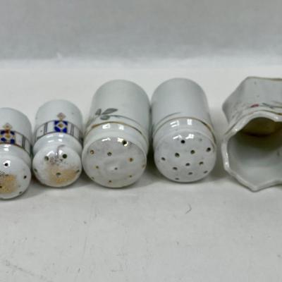 Vintage Hand Painted Floral Salt and Pepper Shakers and Toothpick Holder, Made in Japan