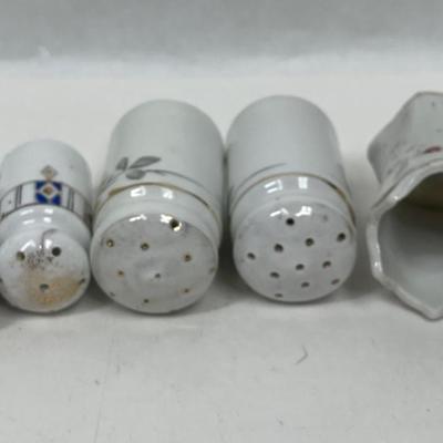 Vintage Hand Painted Floral Salt and Pepper Shakers and Toothpick Holder, Made in Japan