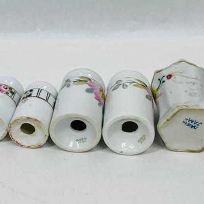 Vintage Hand Painted Floral Salt and Pepper Shakers and Toothpick Holder, Made in Japan