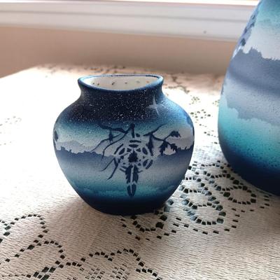 3 PIECE HAND PAINTED & SIGNED POTTERY
