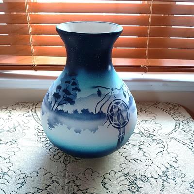 LARGE HAND PAINTED, SIGNED VASE