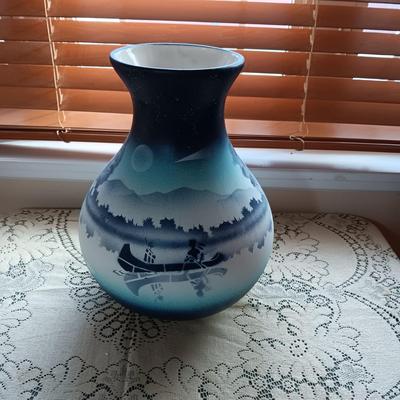 LARGE HAND PAINTED, SIGNED VASE