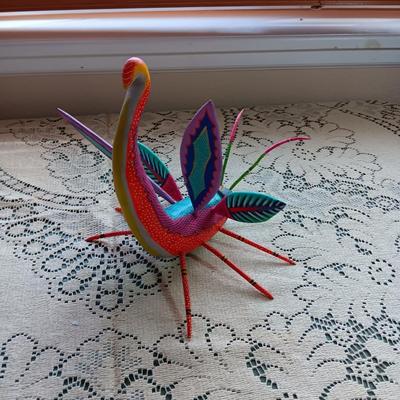 SIGNED ALEBRIJE OAXACAN DRAGONFLY HAND PAINTED AND CARVED